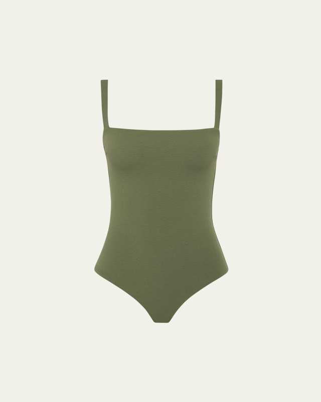 Square-Neck Maillot One-Piece Swimsuit